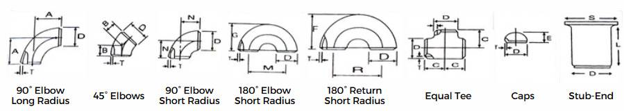 Butt Welding Pipe Fitting Dimensions